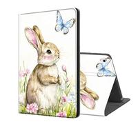 ETLKJVBL for iPad 10th Generation Case, Stand Cover Multi Angle Viewing, Auto Sleep/Wake, Rabbit Butterfly Floral Glade Exquisite Leather for iPad Case 10th Generation 10.9 Inch