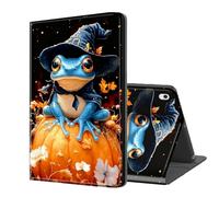 ETLKJVBL for iPad 10th Generation Case, Stand Cover Multi Angle Viewing, Auto Sleep/Wake, Wizard Frog on Pumpkin Exquisite Leather for iPad Case 10th Generation 10.9 Inch