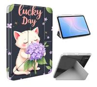 ETLKJVBL for iPad 11th/ 10th Generation Case, Slim Clear Cover with Pencil Holder, Multi-Angle Y-Stand, Auto Sleep/Wake, Lucky Day Cat Lightweight Tablet Case