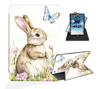 ETLKJVBL for iPad 9th/ 8th/ 7th Generation 10.2 Inch (2021/2020/2019 Release) Case - 360 Degree Rotating Stand Cover, Auto Sleep/Wake, Rabbit Butterfly Floral Glade