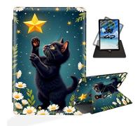 ETLKJVBL for iPad 9th/ 8th/ 7th Generation 10.2 Inch (2021/2020/2019 Release) Case - 360 Degree Rotating Stand Cover, Auto Sleep/Wake, Black Kitten Reaching for Star