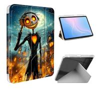 ETLKJVBL for iPad 9th/ 8th/ 7th Generation Case 10.2 Inch, Slim Clear Cover with Pencil Holder, Multi-Angle Y-Stand, Auto Sleep/Wake, Skeleton in Spooky Season Town Lightweight Tablet Case