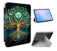 ETLKJVBL for iPad 9th/ 8th/ 7th Generation Case 10.2 Inch, Slim Clear Cover with Pencil Holder, Multi-Angle Y-Stand, Auto Sleep/Wake, The Cosmic Tree of Life Lightweight Tablet Case