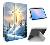 ETLKJVBL for iPad A16 Case, Slim Clear Cover with Pencil Holder, Multi-Angle Y-Stand, Auto Sleep/Wake, Cross Shining Brightly in Sky Lightweight Tablet Case