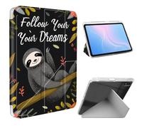 ETLKJVBL for iPad A16 Case, Slim Clear Cover with Pencil Holder, Multi-Angle Y-Stand, Auto Sleep/Wake, Cute Sloth Sleeping Lightweight Tablet Case