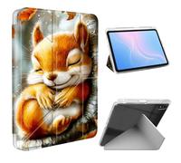 ETLKJVBL for iPad A16 Case, Slim Clear Cover with Pencil Holder, Multi-Angle Y-Stand, Auto Sleep/Wake, Sleeping Squirrel on Autumn Branch Lightweight Tablet Case