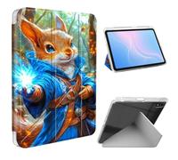 ETLKJVBL for iPad A16 Case, Slim Clear Cover with Pencil Holder, Multi-Angle Y-Stand, Auto Sleep/Wake, Squirrel Mage Casting Spell in Forest Lightweight Tablet Case