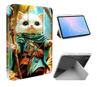 ETLKJVBL for iPad A16 Case, Slim Clear Cover with Pencil Holder, Multi-Angle Y-Stand, Auto Sleep/Wake, Wizard Cat with Staff in Woods Lightweight Tablet Case
