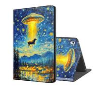 ETLKJVBL for iPad A16 Case, Stand Cover Multi Angle Viewing, Auto Sleep/Wake, Cow Abducted by UFO at Night Exquisite Leather for iPad 11th Generation Case