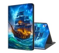 ETLKJVBL for iPad A16 Case, Stand Cover Multi Angle Viewing, Auto Sleep/Wake, Magical Pirate Ship Exquisite Leather for iPad 11th Generation Case