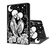 ETLKJVBL for iPad A16 Case, Stand Cover Multi Angle Viewing, Auto Sleep/Wake, Skeleton Couple in Embracing Exquisite Leather for iPad 11th Generation Case