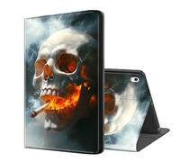 ETLKJVBL for iPad A16 Case, Stand Cover Multi Angle Viewing, Auto Sleep/Wake, Skull with Smoking Cigarette Exquisite Leather for iPad 11th Generation Case