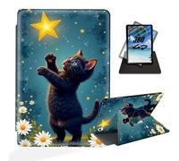 ETLKJVBL for iPad Air 11 Inch Case 2024, 360 Degree Rotating, Multi - Angle Viewing, Auto Sleep/Wake, Black Cat Reaching for Star Exquisite Leather Case for iPad Air 11 Inch 2024 Tablet