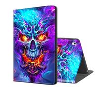 ETLKJVBL for iPad Air 11 Inch Case 2024, Auto Sleep/Wake, Evil Skull with Colorful Flames Multiple Angles Viewing Folio Stand Case for iPad Air 11 Inch 2024 Tablet