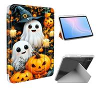 ETLKJVBL for iPad Air 11 Inch Case 2025/2024, Slim Clear Cover with Pencil Holder, Multi-Angle Y-Stand, Auto Sleep/Wake, Spooky Season Spectres and Pumpkins Lightweight Tablet Case