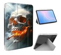 ETLKJVBL for iPad Air 11 Inch Case 2025/2024, Slim Clear Cover with Pencil Holder, Multi-Angle Y-Stand, Auto Sleep/Wake, Skull with Smoking Cigarette Lightweight Tablet Case