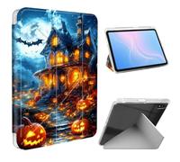 ETLKJVBL for iPad Air 11 Inch Case 2025/2024, Slim Clear Cover with Pencil Holder, Multi-Angle Y-Stand, Auto Sleep/Wake, Spooky Season Haunted House at Night Lightweight Tablet Case