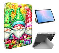 ETLKJVBL for iPad Air 11 Inch Case 2025/2024, Slim Clear Cover with Pencil Holder, Multi-Angle Y-Stand, Auto Sleep/Wake, Three Cute Gnomes Lightweight Tablet Case