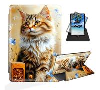 ETLKJVBL for iPad Air 11 Inch Case 2025, 360 Degree Rotating, Multi - Angle Viewing, Auto Sleep/Wake, Cat with Blue Flowers and Oranges Exquisite Leather Case for iPad Air 11 Inch 2025/2024