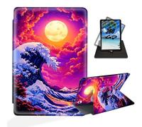 ETLKJVBL for iPad Air 11 Inch Case 2025, 360 Degree Rotating, Multi - Angle Viewing, Auto Sleep/Wake, Vibrant Waves Under Full Moon Exquisite Leather Case for iPad Air 11 Inch 2025/2024