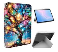 ETLKJVBL for iPad Air 13 Inch Case 2025/2024, Slim Clear Cover with Pencil Holder, Multi-Angle Y-Stand, Auto Sleep/Wake, Shining Tree Lightweight Tablet Case