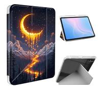ETLKJVBL for iPad Air 13 Inch Case 2025/2024, Slim Clear Cover with Pencil Holder, Multi-Angle Y-Stand, Auto Sleep/Wake, Moon Shining Brightly in Sky Lightweight Tablet Case