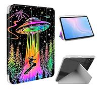 ETLKJVBL for iPad Air 13 Inch Case 2025/2024, Slim Clear Cover with Pencil Holder, Multi-Angle Y-Stand, Auto Sleep/Wake, Colorful an Alien Spaceship Lightweight Tablet Case