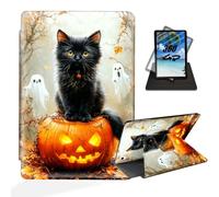ETLKJVBL for iPad Air 13 Inch Case 2025, 360 Degree Rotating, Multi - Angle Viewing, Auto Sleep/Wake, Cat on Pumpkin with Spectres Exquisite Leather Case for iPad Air 13 Inch 2025/2024