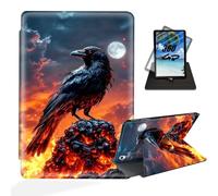 ETLKJVBL for iPad Air 13 Inch Case 2025, 360 Degree Rotating, Multi - Angle Viewing, Auto Sleep/Wake, Raven on Fiery Rock Exquisite Leather Case for iPad Air 13 Inch 2025/2024