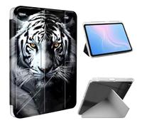 ETLKJVBL for iPad Air 3rd Generation/iPad Pro 10.5 Inch Case, Slim Clear Cover with Pencil Holder, Multi-Angle Y-Stand, Auto Sleep/Wake, Black and White Tiger Lightweight Tablet Case