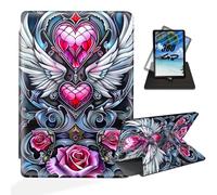 ETLKJVBL for iPad Air 5th/ 4th Generation Case, 360 Degree Rotating, Multi - Angle Viewing, Auto Sleep/Wake, Hearts Pink Roses Angel Wings Leather Case for iPad Air 5th/ 4th Generation