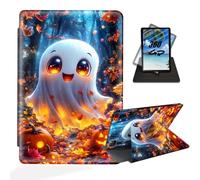 ETLKJVBL for iPad Air 5th/ 4th Generation Case, 360 Degree Rotating, Multi - Angle Viewing, Auto Sleep/Wake, Spooky Season Spectres with Pumpkins Leather Case for iPad Air 5th/ 4th Generation