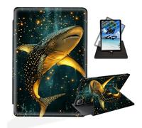 ETLKJVBL for iPad Air 5th/ 4th Generation Case, 360 Degree Rotating, Multi - Angle Viewing, Auto Sleep/Wake, Whale Shark in Glowing Sea Leather Case for iPad Air 5th/ 4th Generation