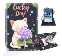 ETLKJVBL for iPad Air 5th/ 4th Generation Case, 360 Degree Rotating, Multi - Angle Viewing, Auto Sleep/Wake, Lucky Day Cat Leather Case for iPad Air 5th/ 4th Generation