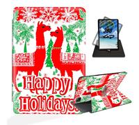 ETLKJVBL for iPad Air 5th/ 4th Generation Case, 360 Degree Rotating, Multi - Angle Viewing, Auto Sleep/Wake, Red Alpaca and Green Tree Leather Case for iPad Air 5th/ 4th Generation