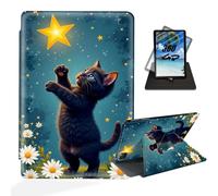 ETLKJVBL for iPad Air 5th/ 4th Generation Case, 360 Degree Rotating, Multi - Angle Viewing, Auto Sleep/Wake, Black Cat Reaching for Star Leather Case for iPad Air 5th/ 4th Generation