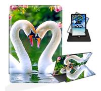 ETLKJVBL for iPad Air 5th/ 4th Generation Case, 360 Degree Rotating, Multi - Angle Viewing, Auto Sleep/Wake, White Swan Leather Case for iPad Air 5th/ 4th Generation