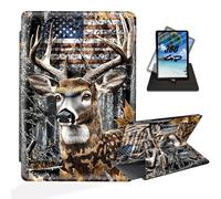 ETLKJVBL for iPad Air 5th/ 4th Generation Case, 360 Degree Rotating, Multi - Angle Viewing, Auto Sleep/Wake, Camouflage Deer American Flag Leather Case for iPad Air 5th/ 4th Generation