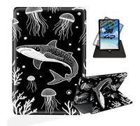 ETLKJVBL for iPad Air 5th/ 4th Generation Case, 360 Degree Rotating, Multi - Angle Viewing, Auto Sleep/Wake, Whale Shark and Jellyfish Leather Case for iPad Air 5th/ 4th Generation