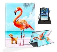 ETLKJVBL for iPad Air 5th/ 4th Generation Case, 360 Degree Rotating, Multi - Angle Viewing, Auto Sleep/Wake, Cute Pink Flamingo and Dog Leather Case for iPad Air 5th/ 4th Generation