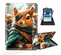 ETLKJVBL for iPad Air 5th/ 4th Generation Case, 360 Degree Rotating, Multi - Angle Viewing, Auto Sleep/Wake, Pirate Squirrel in Armor Leather Case for iPad Air 5th/ 4th Generation