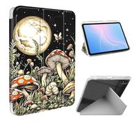 ETLKJVBL for iPad Air 5th/ 4th Generation Case, Slim Clear Cover with Pencil Holder, Multi-Angle Y-Stand, Auto Sleep/Wake, Snails Mushrooms Moths Lightweight Tablet Case
