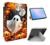 ETLKJVBL for iPad Air 5th/ 4th Generation Case, Slim Clear Cover with Pencil Holder, Multi-Angle Y-Stand, Auto Sleep/Wake, Spectres Pumpkins in Autumn Woods Lightweight Tablet Case