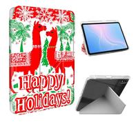 ETLKJVBL for iPad Air 5th/ 4th Generation Case, Slim Clear Cover with Pencil Holder, Multi-Angle Y-Stand, Auto Sleep/Wake, Red Alpaca and Green Tree Lightweight Tablet Case