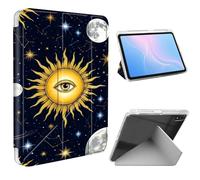 ETLKJVBL for iPad Air 5th/ 4th Generation Case, Slim Clear Cover with Pencil Holder, Multi-Angle Y-Stand, Auto Sleep/Wake, Sun Moon Stars Constellations Lightweight Tablet Case