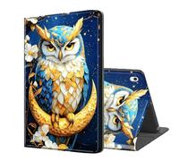 ETLKJVBL for iPad Air 6th/ 5th/ 4th Generation Case, Auto Sleep/Wake, Owl on Golden Crescent Moon Multiple Angles Viewing Folio Stand Case for iPad Air 6th/ 5th/ 4th Generation Tablet