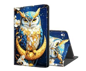 ETLKJVBL for iPad Air 6th/ 5th/ 4th Generation Case, Auto Sleep/Wake, Owl on Golden Crescent Moon Multiple Angles Viewing Folio Stand Case for iPad Air 6th/ 5th/ 4th Generation Tablet