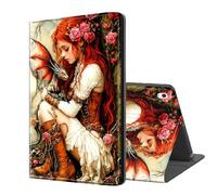 ETLKJVBL for iPad Air 6th/ 5th/ 4th Generation Case, Auto Sleep/Wake, Red - Haired Woman with a Dragon Multiple Angles Viewing Folio Stand Case for iPad Air 6th/ 5th/ 4th Generation Tablet