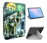 ETLKJVBL for iPad mini 6/7 (A17 Pro) Case, Slim Clear Cover with Pencil Holder, Multi-Angle Y-Stand, Auto Sleep/Wake, Moonlight Wolf Lightweight Tablet Case