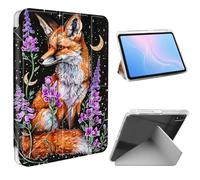 ETLKJVBL for iPad mini 6/7 (A17 Pro) Case, Slim Clear Cover with Pencil Holder, Multi-Angle Y-Stand, Auto Sleep/Wake, Fox and Flowers Lightweight Tablet Case